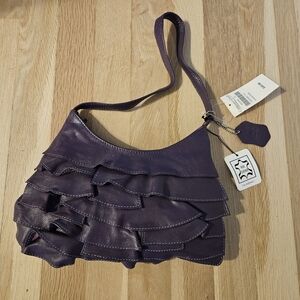 Coldwater Creek Leather Purple Ruffle Purse